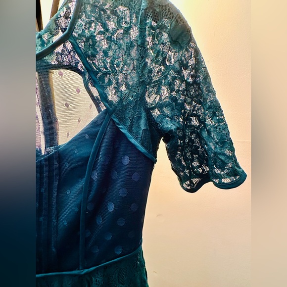 BCBGMAXAZRIA Julya Dark Teal Lace Dress, Size 0, EUC - Picture 6 of 9